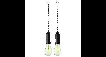2x stuks groene solar tuinverlichting hanglampen kunststof 20 cm