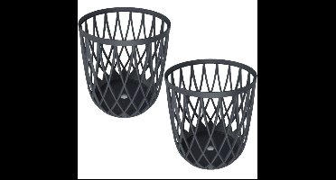 2x Stuks kunststof opbergmanden antraciet 39 cm