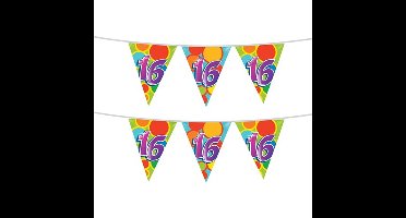 2x stuks leeftijd verjaardag thema vlaggetjes 16 jaar plastic 10 meter