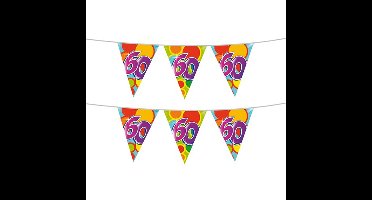 2x stuks leeftijd verjaardag thema vlaggetjes 60 jaar plastic 10 meter