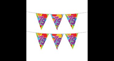 2x stuks leeftijd verjaardag thema vlaggetjes 75 jaar plastic 10 meter