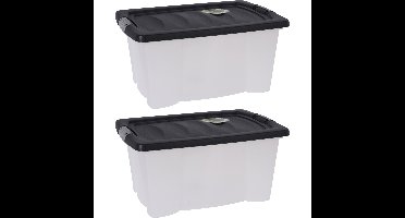 2x Stuks Opbergdozen/organizers met deksel - kunststof - 13 Liter