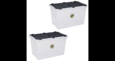 2x Stuks Opbergdozen/organizers met deksel - kunststof - 76 Liter