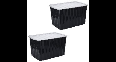 2x Stuks Opbergdozen/organizers met deksel - kunststof - 84 Liter