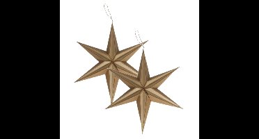 2x stuks papieren decoratie kerstster lampionnen bruin 20 cm