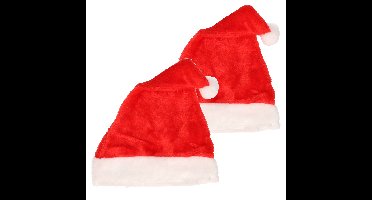 2x stuks pluche luxe kerstmutsen voor kinderen 52 cm.