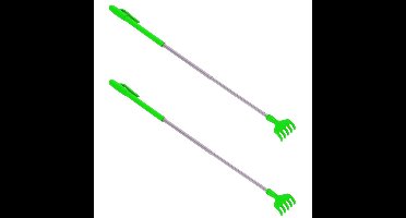 2x stuks stevige harken uitschuifbare ruggenkrabber 40 cm groen