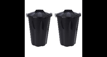 2x Stuks Storage Solutions wasmanden met deksel - 40L - zwart - kunststof