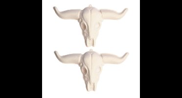 2x stuks western thema decoratie 3D pvc schedel stier 75 x 43 cm