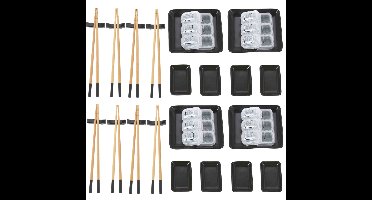 32-delige sushi serveer set voor 8 personen - keramiek - zwart