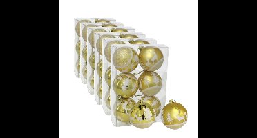 36x stuks gedecoreerde kerstballen goud kunststof 6 cm