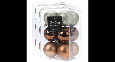 36x stuks kerstballen mix herfstkleuren kunststof 6 cm