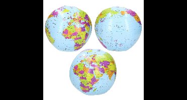 3x Kinderspeelgoed Opblaasbare strandbal wereldbol