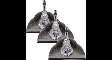 3x Stoffers en blik zilver