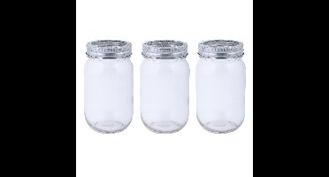 3x stuks glazen bloemenvaasjes/potjes met schikdeksel 13 cm