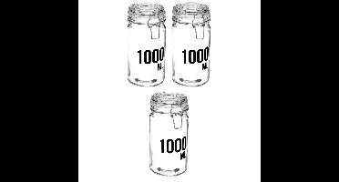 3x stuks inmaakpotten/voorraadpotten 1L glas met beugelsluiting