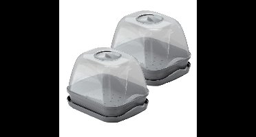 3x stuks kweekbakjes/kweekkasten grijs met deksel 25 x 19 x 18 cm