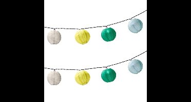 3x stuks solar lampion tuinverlichting/feestverlichting wit, geel, groen, lichtblauw 3.5m