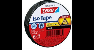3x Tesa isolatietape rol zwart 20 mtr x 1,9 cm klusbenodigdheden