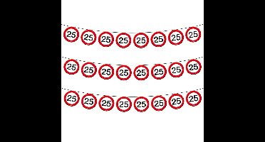 3x Vlaggenlijn slinger versiering 25 jaar verkeersborden 10 meter