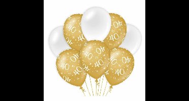 40 jaar leeftijd thema Ballonnen - 24x - goud/wit - Verjaardag - Versiering/feestartikelen