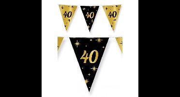 40 jaar Leeftijd verjaardag vlaggetjes - 3x stuks - zwart/goud - 10 meter - versiering - feestartike