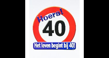 40 jaar verjaardag stopbord - Dia 50 cm - Leeftijd feestartikelen - verkeersbord - Karton