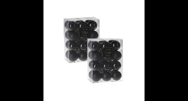 48x stuks kleine kunststof kerstballen zwart 3 cm
