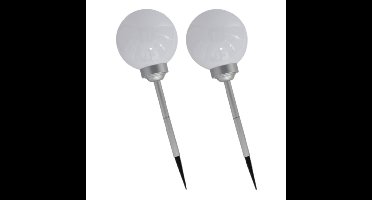 4x gerimport solar tuinlamp/prikspot grote bol - op zonne-energie - h56 cm - tuinverlichting