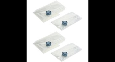 4x Stuks Compressie/vacuum opbergzakken - transparant - 2 verschillende maten