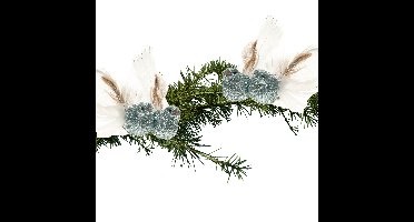4x stuks decoratie vogels op clip glitter ijsblauw 11 cm