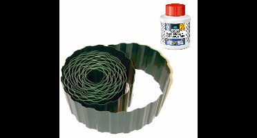4x stuks Kunststof grasranden / borderranden groen 9 m x 15 cm inclusief Bison PVC lijm