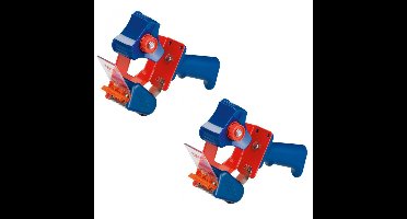 4x Tesa verpakkingstaperoller roldispensers blauw/rood verpakkingsbenodigdheden