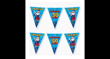 50 Abraham party vlaggenlijn - 2x - 10 meter - 50 jaar verjaardag feestartikelen - versiering - plas