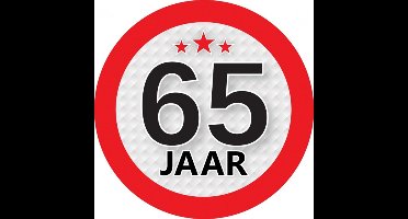 65 jaar leeftijd sticker - rond - Dia 9 cm - 65 jaar verjaardag - jubileum - leeftijd versiering
