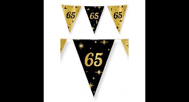 65 jaar Leeftijd verjaardag vlaggetjes - 3x stuks - zwart/goud - 10 meter - versiering - feestartike