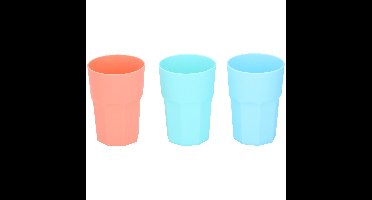 6x drinkbekers - Kunststof - 380 ml - 12 x 8 cm - 3 kleuren