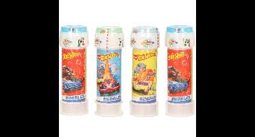 6x Hot Wheels race autos bellenblaas flesjes met bal spelletje in dop 60 ml voor kinderen