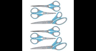 6x stuks scharen / scharenset 14 / 17 / 21 cm blauw