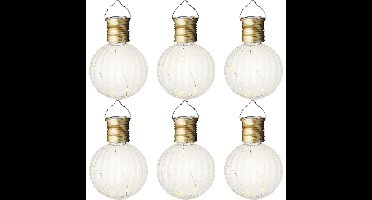 6x stuks solar led hanglamp - zonne-energie - kunststof - warm wit