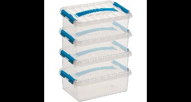 6x sunware q-line opberg box/opbergdoos - 4 liter - 30 x 20 x 10 cm - kunststof - transparant