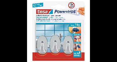 6x Tesa Powerstrips ovale haken chroom small klusbenodigdheden