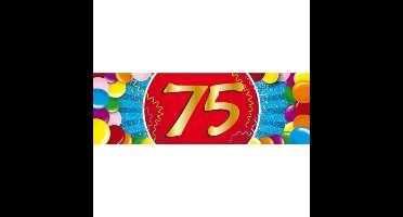 75 jaar leeftijd sticker - 19 x 6 cm - 75 jaar verjaardag - jubileum - versiering