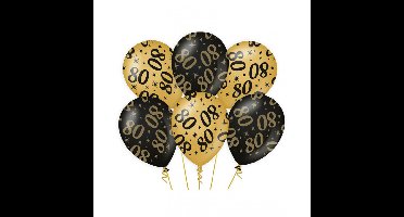 80 jaar verjaardag feest ballonnen - 24x stuks - zwart/goud - leeftijd - 30 cm - versiering
