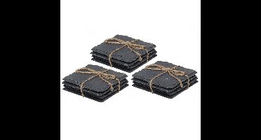 8x Leisteen onderzetters - vierkant - antraciet - 10 cm