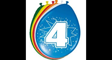 8x stuks Feestartikelen Ballonnen 4 jaar