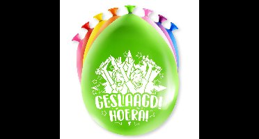 8x stuks geslaagd/afstudeer feest ballonnen - diverse kleuren - latex - ca 30 cm