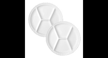 8x stuks porseleinen fondue/gourmet bord 4-vaks rond 26 cm