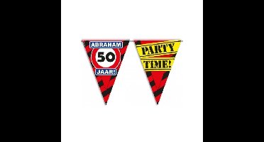 Abraham 50 jaar vlaggenlijnen waarschuwingsborden - 10 meter - plastic - Feestartikelen