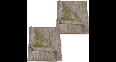 Afdekzeil/dekzeil grijs/groen waterdicht kunststof 140 gr/m2 - 2x - 600 x 400 cm